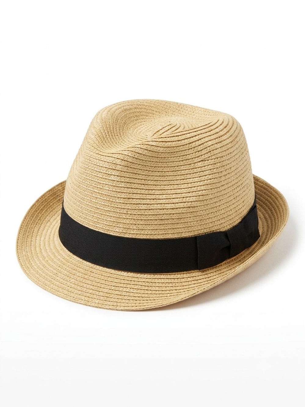 Women’s Straw Fedora Hat with Black Band